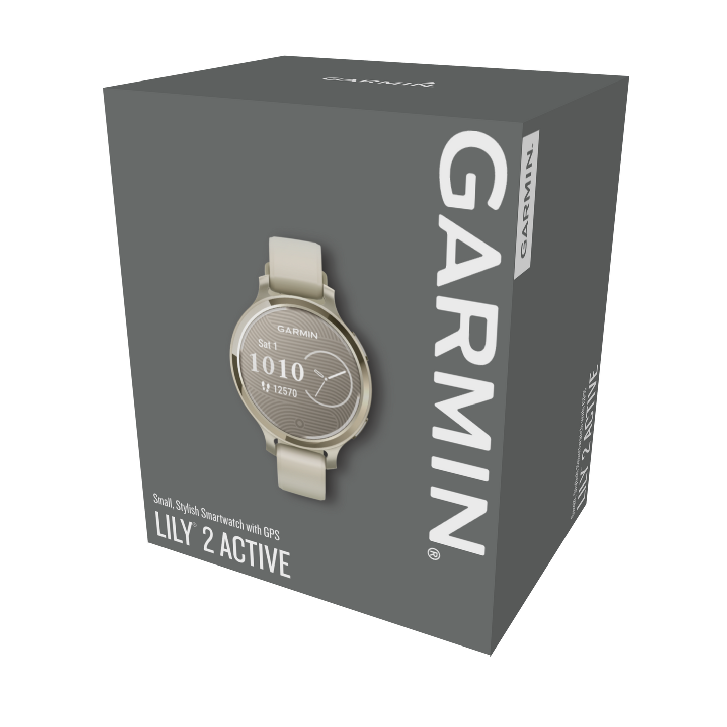 Garmin Lily 2 Active Smartwatch and Fitness Tracker - Lunar Gold with Bone Silicone Band