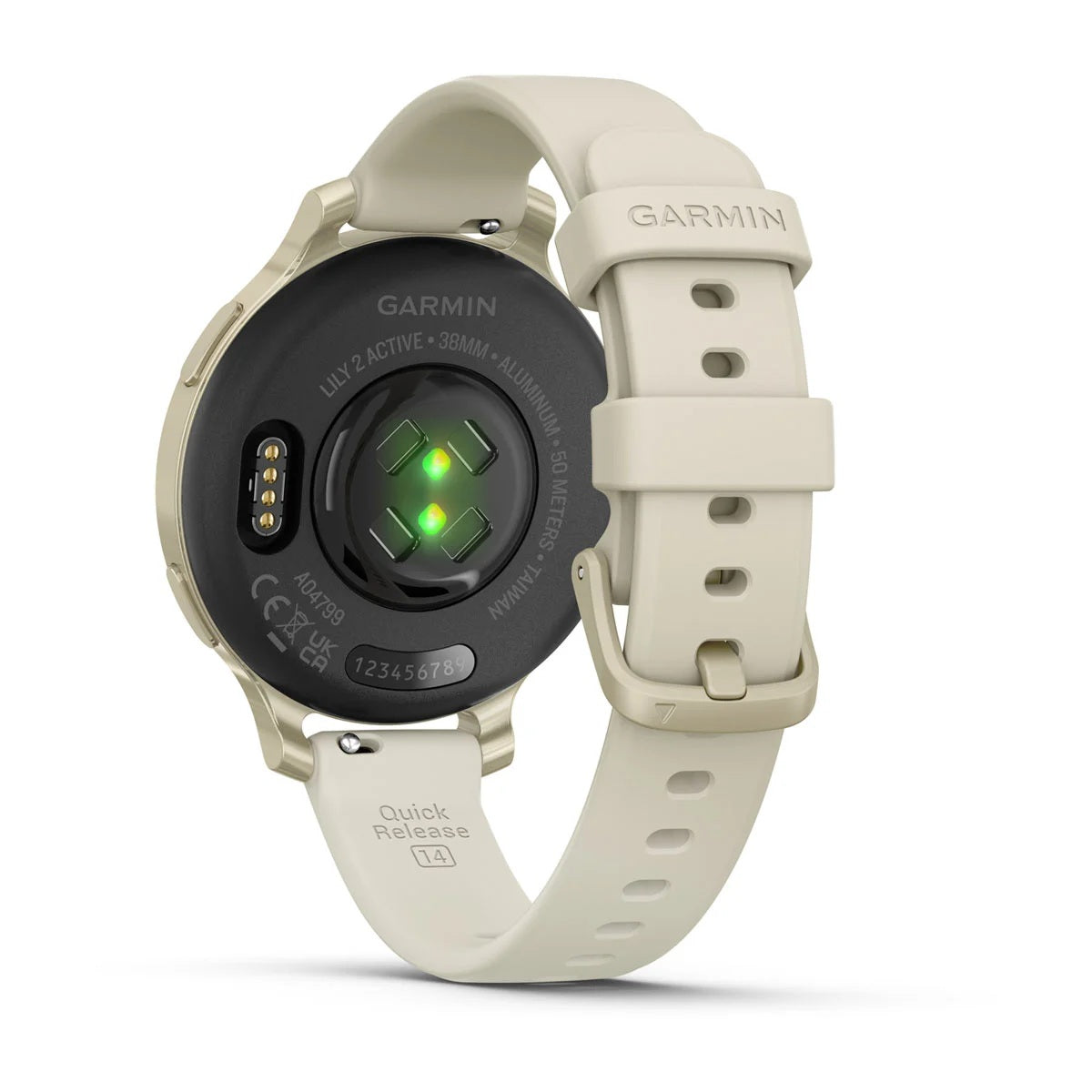 Garmin Lily 2 Active Smartwatch and Fitness Tracker - Lunar Gold with Bone Silicone Band