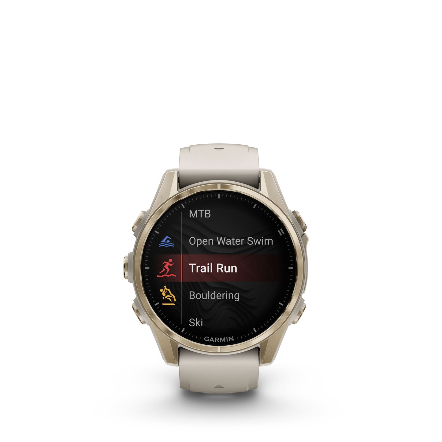 Garmin fēnix® 8 AMOLED Display Sapphire Lens GPS Smartwatch - 47-mm - Soft Gold Bezel with Fog Grey/Dark Sandstone Silicone Band