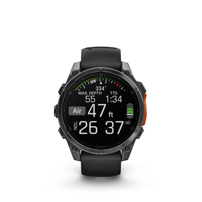 Garmin fēnix® 8 AMOLED Display GPS Smartwatch - 47-mm - Slate Grey Bezel with Black Silicone Band