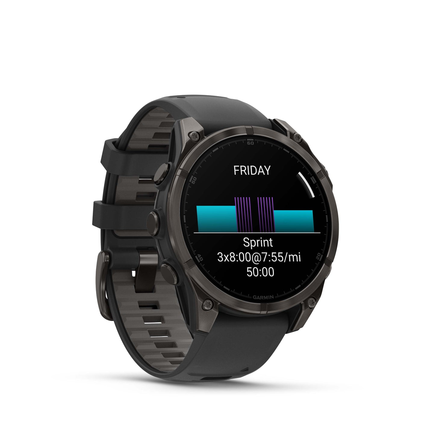 Garmin fēnix® 8 AMOLED Display Sapphire Lens GPS Smartwatch - 47-mm - Carbon Grey DLC Titanium Bezel with Black/Pebble Grey Silicone Band