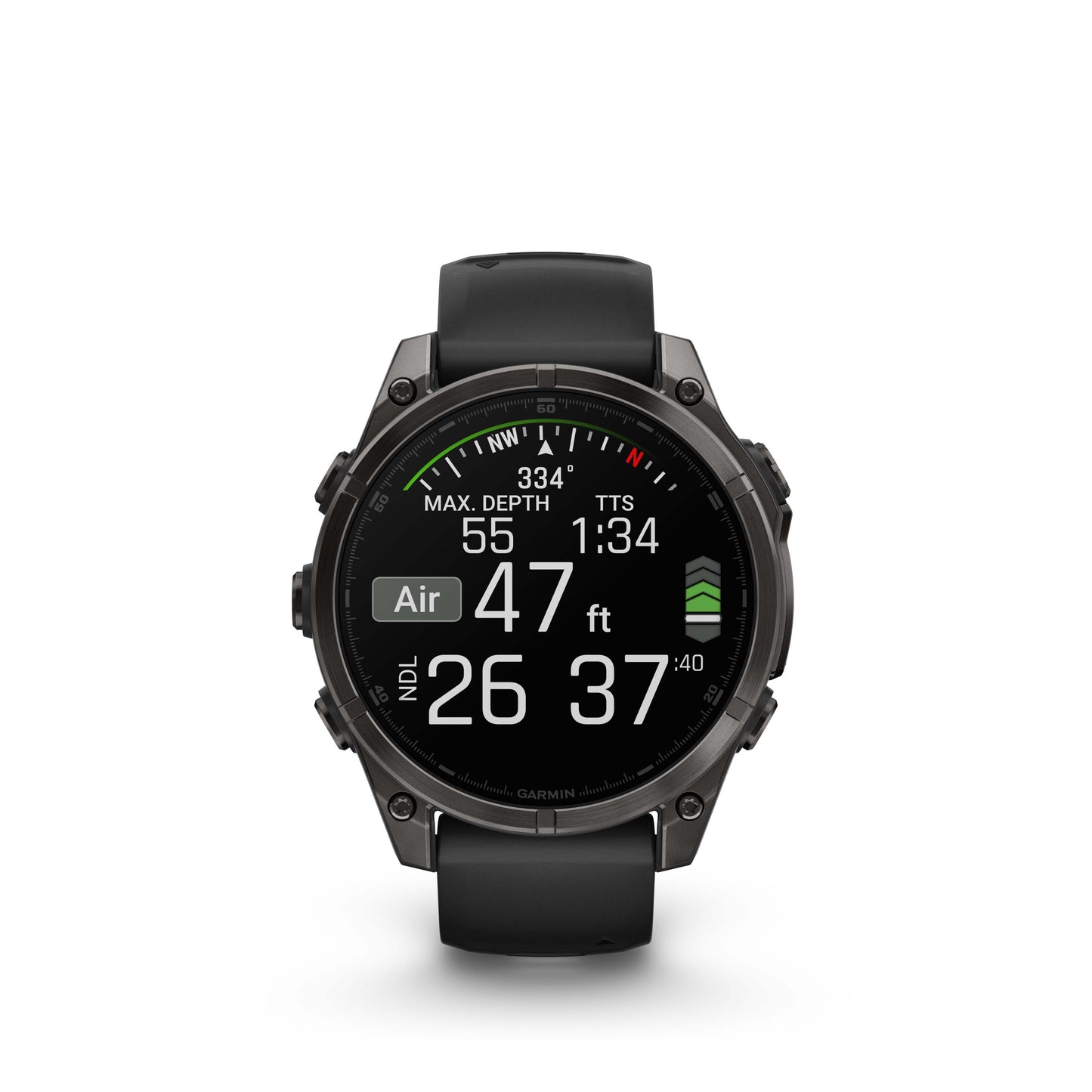 Garmin fēnix® 8 AMOLED Display Sapphire Lens GPS Smartwatch - 47-mm - Carbon Grey DLC Titanium Bezel with Black/Pebble Grey Silicone Band