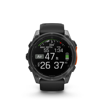 Garmin fēnix® 8 AMOLED Display GPS Smartwatch - 51-mm - Slate Grey Bezel with Black Silicone Band