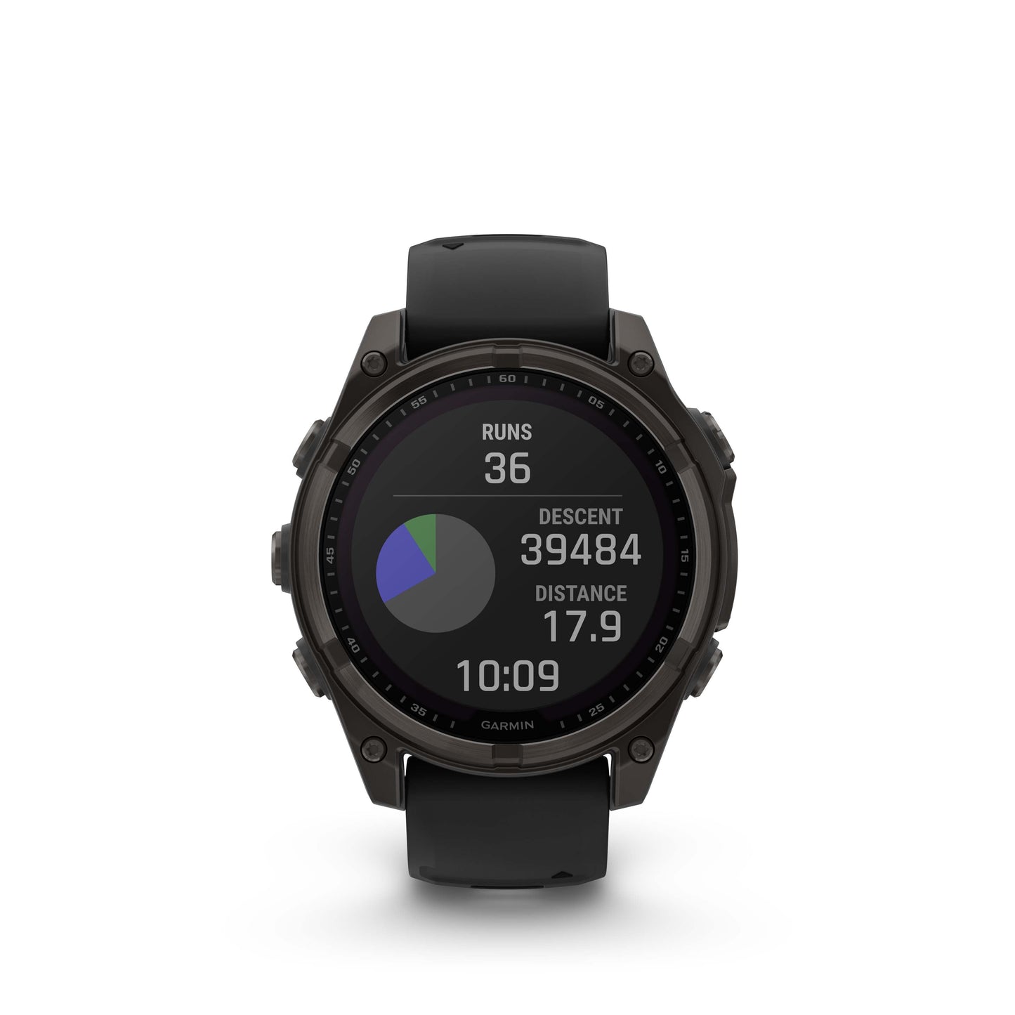 Garmin fēnix® 8 Solar Sapphire Lens GPS Smartwatch - 47-mm - Carbon Grey DLC Titanium Bezel with Black/Pebble Grey Silicone Band