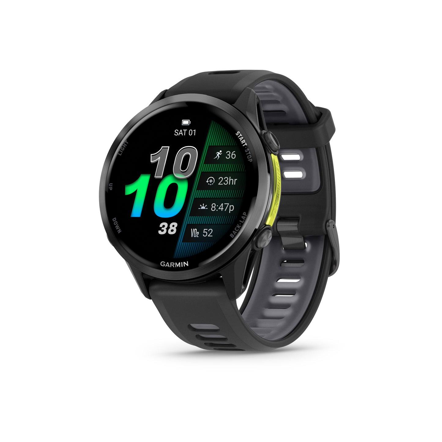 Garmin Forerunner® 970 GPS Smartwatch - Carbon Grey DLC Titanium with Black Case and Black/Translucent Whitestone Band