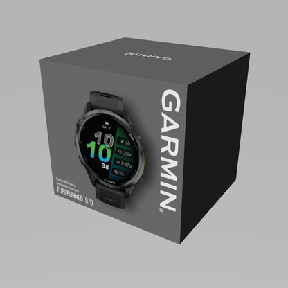 Garmin Forerunner® 970 GPS Smartwatch - Carbon Grey DLC Titanium with Black Case and Black/Translucent Whitestone Band