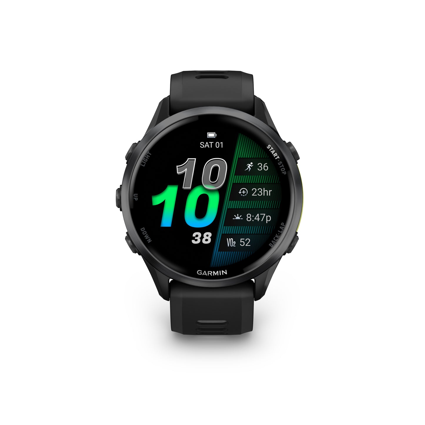 Garmin Forerunner® 970 GPS Smartwatch - Carbon Grey DLC Titanium with Black Case and Black/Translucent Whitestone Band