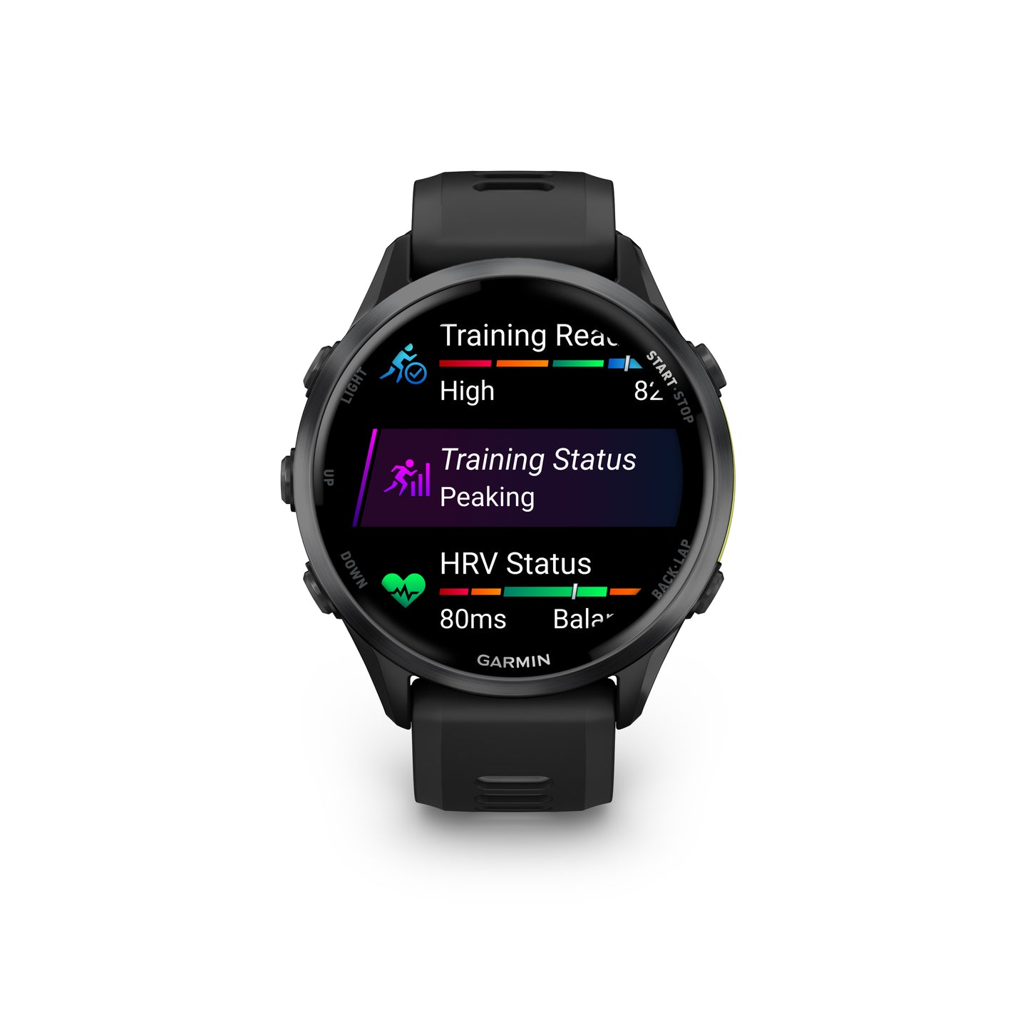 Garmin Forerunner® 970 GPS Smartwatch - Carbon Grey DLC Titanium with Black Case and Black/Translucent Whitestone Band