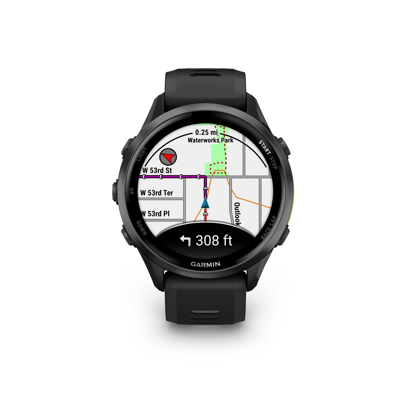 Garmin Forerunner® 970 GPS Smartwatch - Carbon Grey DLC Titanium with Black Case and Black/Translucent Whitestone Band