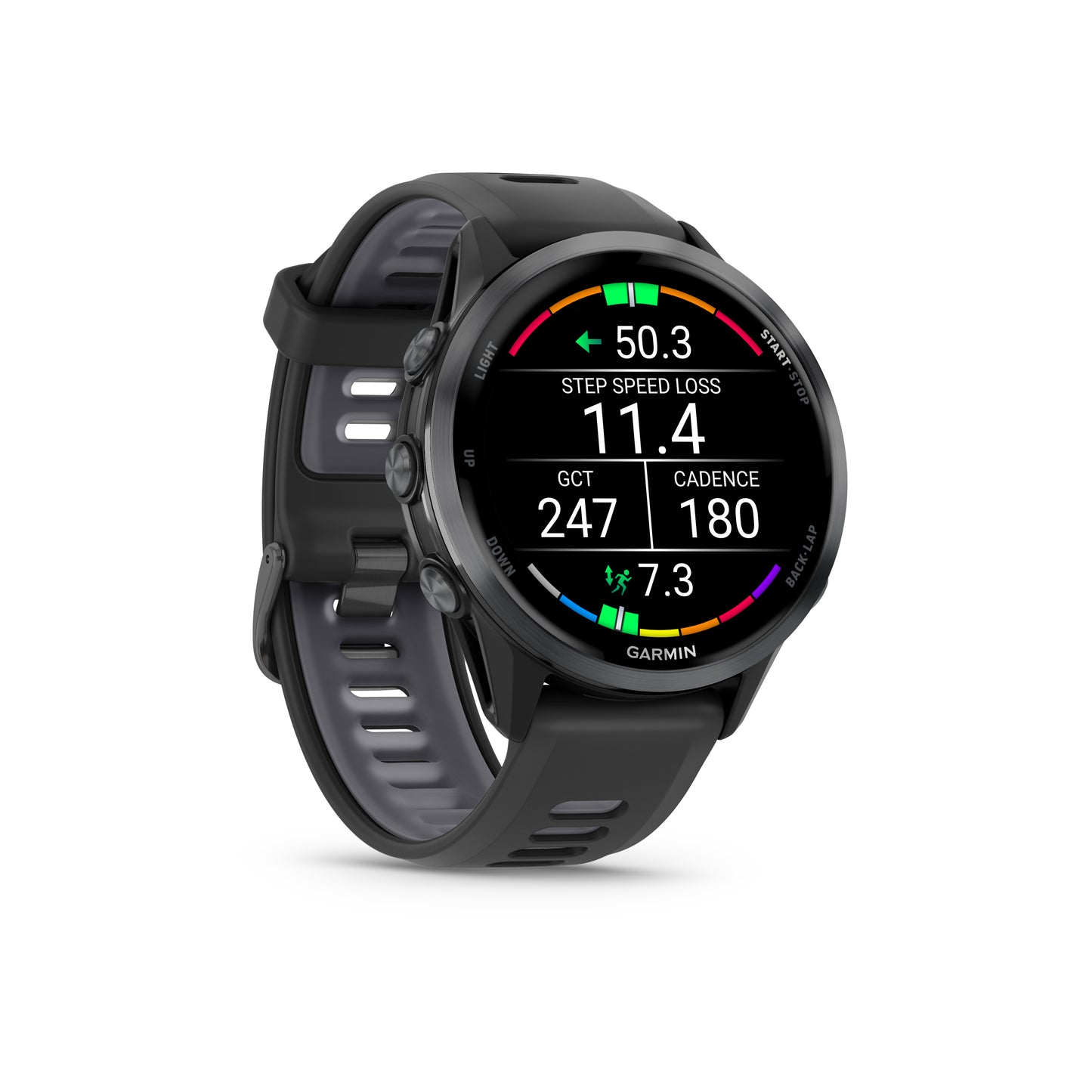 Garmin Forerunner® 970 GPS Smartwatch - Carbon Grey DLC Titanium with Black Case and Black/Translucent Whitestone Band