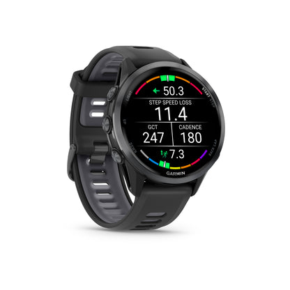 Garmin Forerunner® 970 GPS Smartwatch - Carbon Grey DLC Titanium with Black Case and Black/Translucent Whitestone Band
