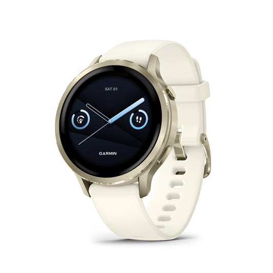Garmin Venu 4 GPS Smartwatch - 41mm Lunar Gold with Bone Silicone Band