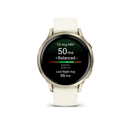 Garmin Venu 4 GPS Smartwatch - 41mm Lunar Gold with Bone Silicone Band