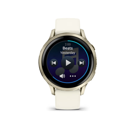 Garmin Venu 4 GPS Smartwatch - 41mm Lunar Gold with Bone Silicone Band