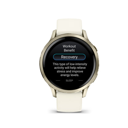 Garmin Venu 4 GPS Smartwatch - 41mm Lunar Gold with Bone Silicone Band