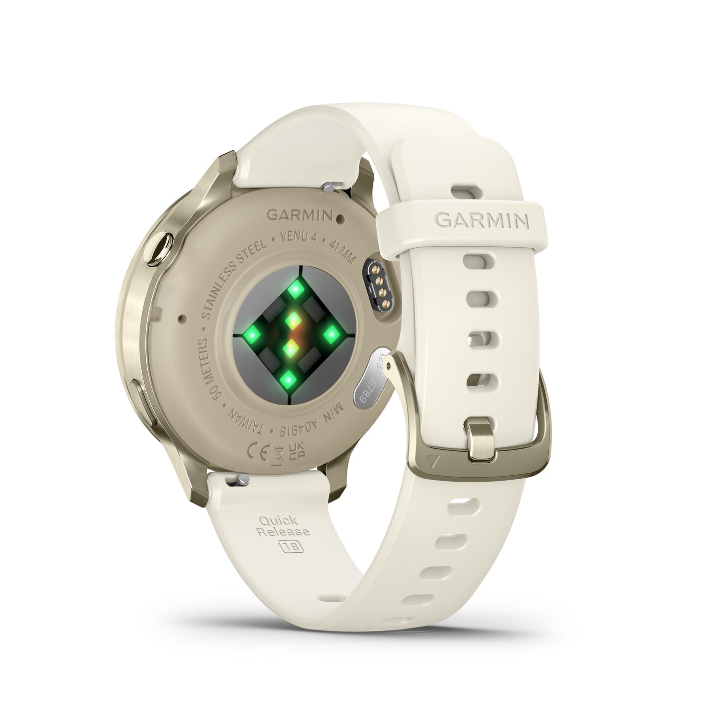 Garmin Venu 4 GPS Smartwatch - 41mm Lunar Gold with Bone Silicone Band