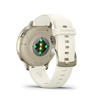 Garmin Venu 4 GPS Smartwatch - 41mm Lunar Gold with Bone Silicone Band