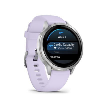 Garmin Venu 4 GPS Smartwatch - 41mm Silver with Periwinkle Silicone Band