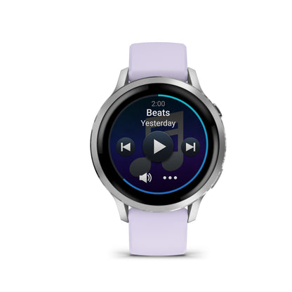 Garmin Venu 4 GPS Smartwatch - 41mm Silver with Periwinkle Silicone Band