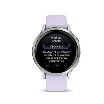 Garmin Venu 4 GPS Smartwatch - 41mm Silver with Periwinkle Silicone Band