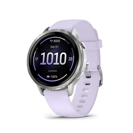 Garmin Venu 4 GPS Smartwatch - 41mm Silver with Periwinkle Silicone Band