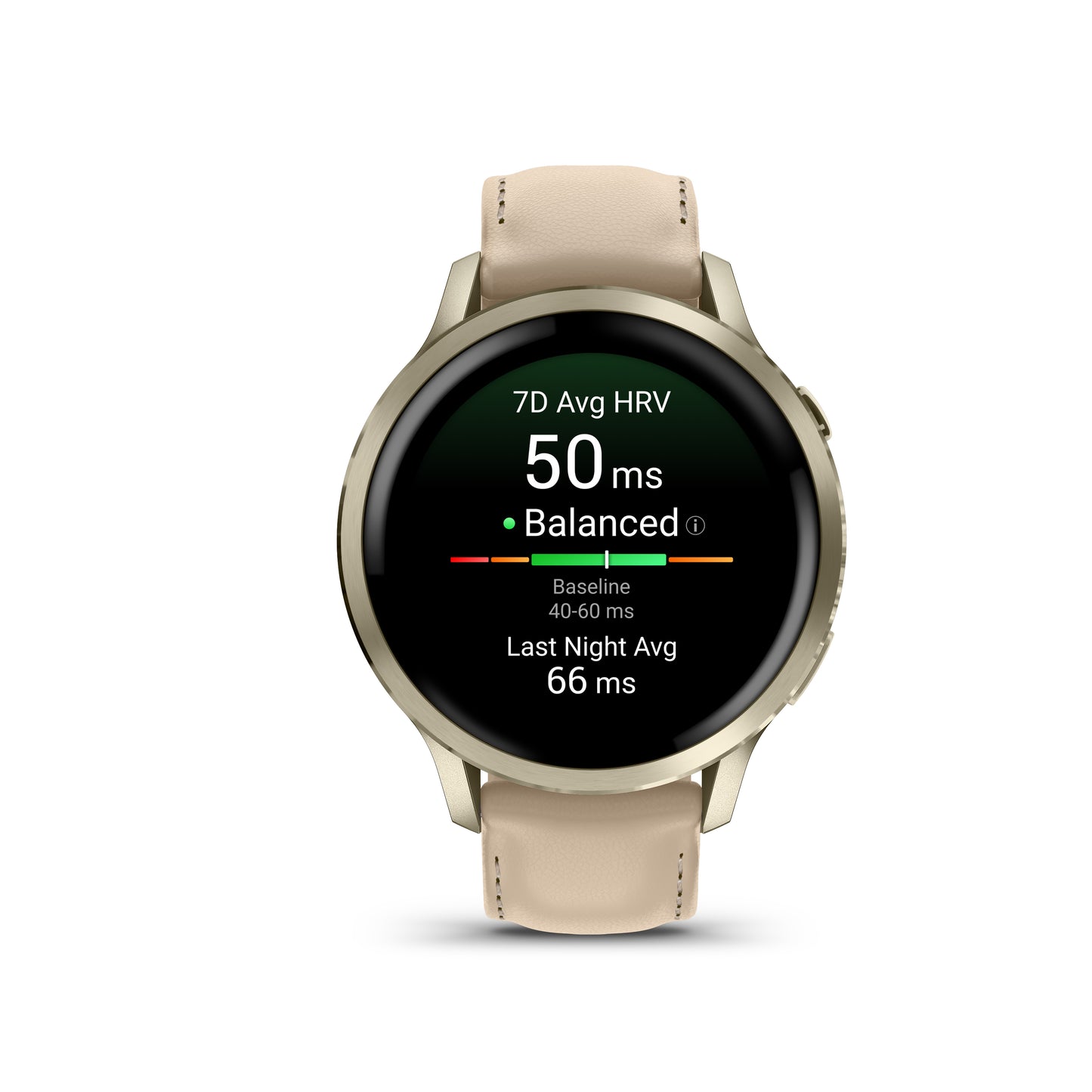 Garmin Venu 4 GPS Smartwatch - 41mm Lunar Gold with Bone Silicone Band and Light Sand Leather Band
