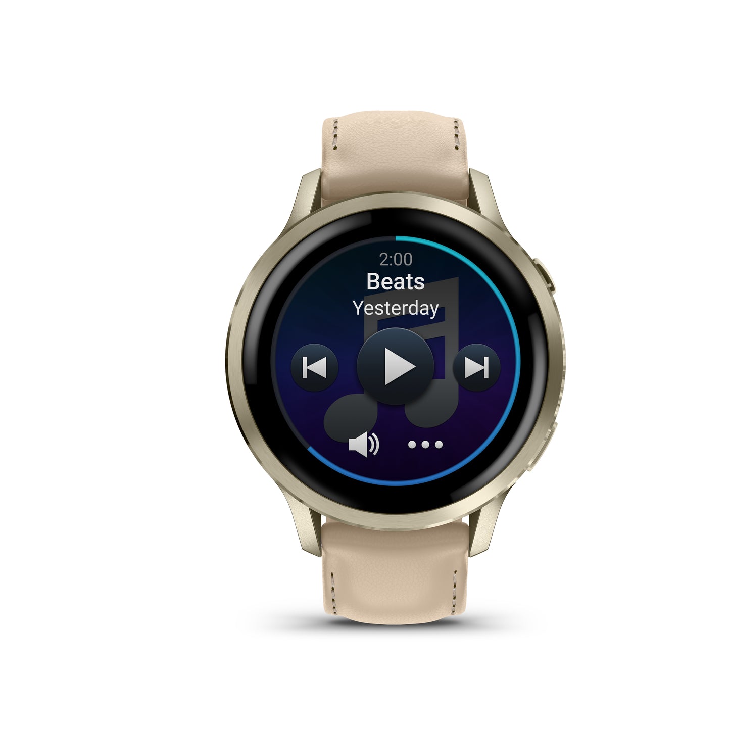 Garmin Venu 4 GPS Smartwatch - 41mm Lunar Gold with Bone Silicone Band and Light Sand Leather Band
