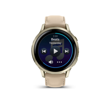 Garmin Venu 4 GPS Smartwatch - 41mm Lunar Gold with Bone Silicone Band and Light Sand Leather Band