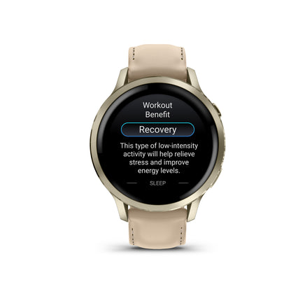 Garmin Venu 4 GPS Smartwatch - 41mm Lunar Gold with Bone Silicone Band and Light Sand Leather Band