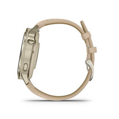 Garmin Venu 4 GPS Smartwatch - 41mm Lunar Gold with Bone Silicone Band and Light Sand Leather Band