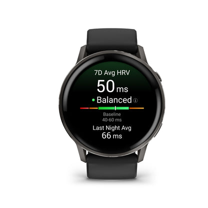 Garmin Venu 4 GPS Smartwatch - 45mm Slate with Black Silicone Band