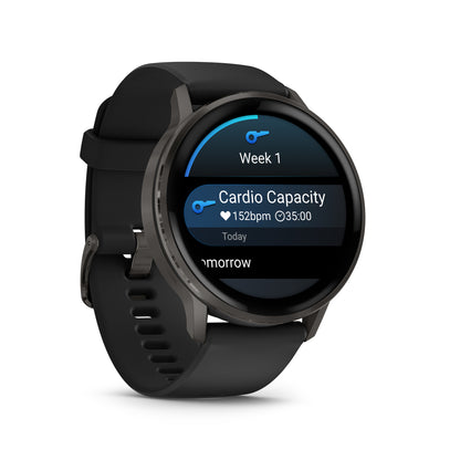 Garmin Venu 4 GPS Smartwatch - 45mm Slate with Black Silicone Band