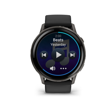 Garmin Venu 4 GPS Smartwatch - 45mm Slate with Black Silicone Band