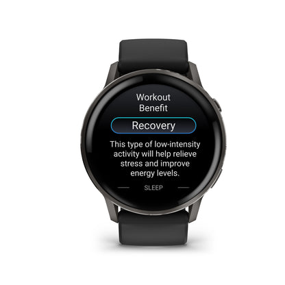 Garmin Venu 4 GPS Smartwatch - 45mm Slate with Black Silicone Band