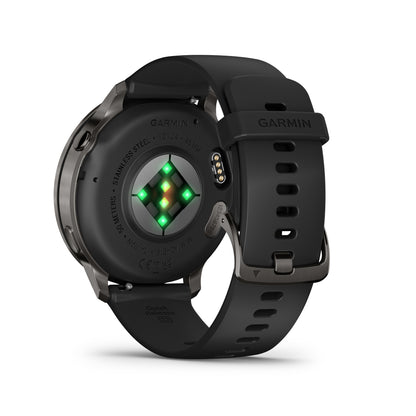 Garmin Venu 4 GPS Smartwatch - 45mm Slate with Black Silicone Band