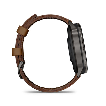 Garmin Venu 4 GPS Smartwatch - 45mm Slate with Black Silicone Band and Brown Leather Band