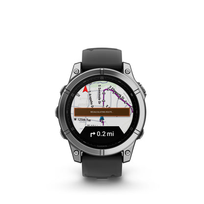 Garmin fēnix® E AMOLED Display GPS Smartwatch - 47-mm - Stainless Steel Bezel with Black Silicone Band