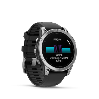 Garmin fēnix® E AMOLED Display GPS Smartwatch - 47-mm - Stainless Steel Bezel with Black Silicone Band