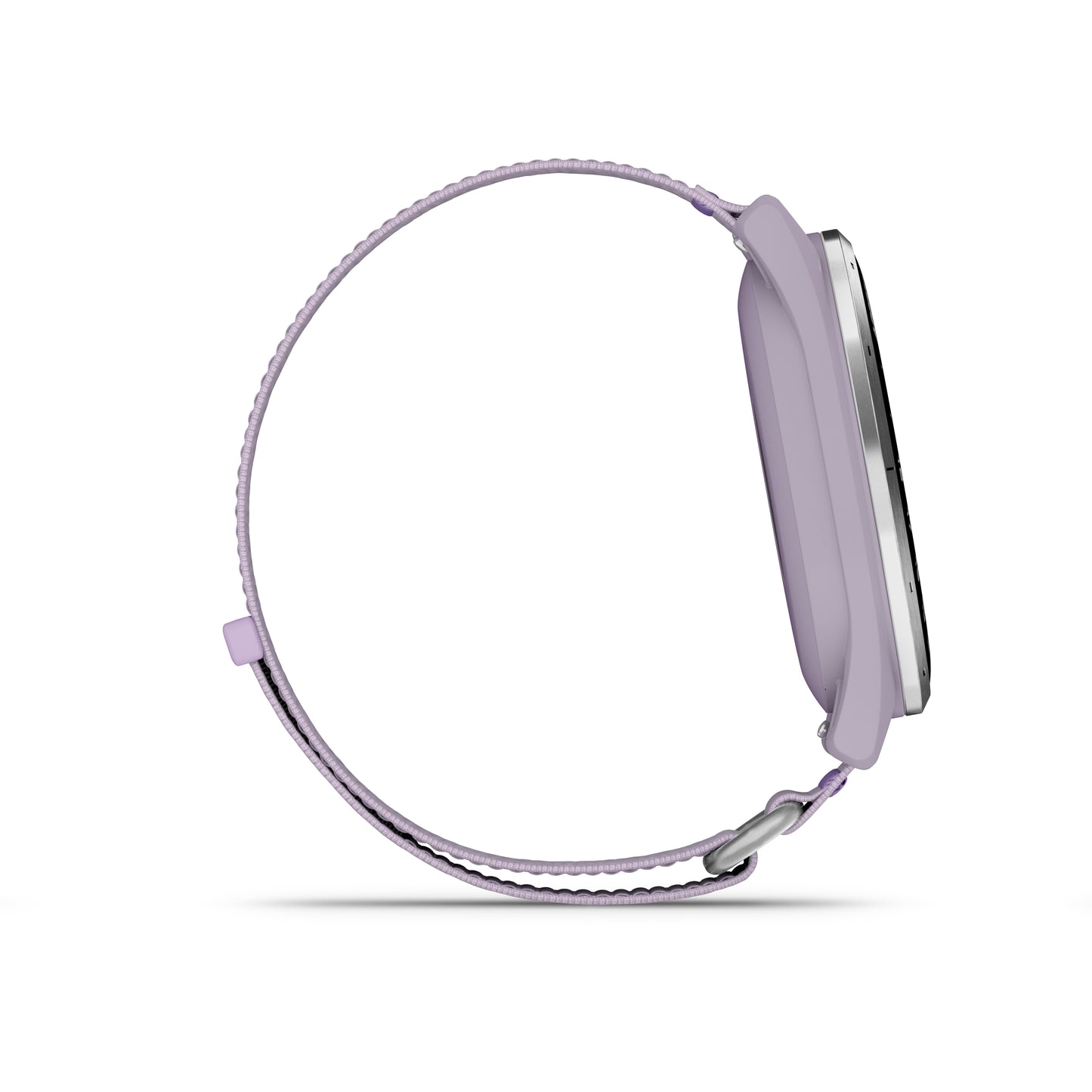 Garmin Approach J1 GPS Golfing Smartwatch - Silver Aluminum Bezel with Lilac ComfortFit Fabric Band