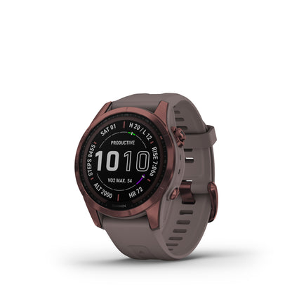 Garmin fenix 7S Sapphire Solar Charging GPS Smartwatch Steel and Fitness Tracker with Incident Detection - Dark Bronze