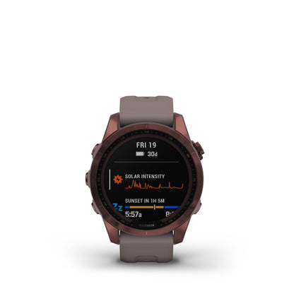 Garmin fenix 7S Sapphire Solar Charging GPS Smartwatch Steel and Fitness Tracker with Incident Detection - Dark Bronze