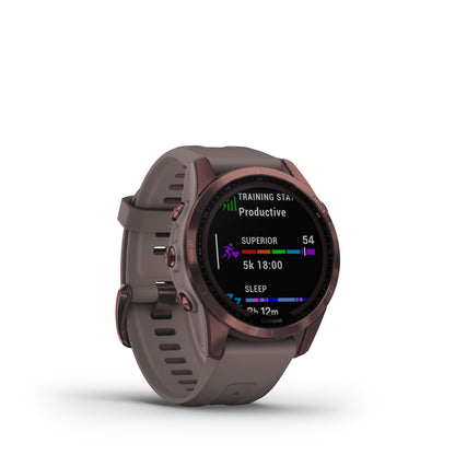 Garmin fenix 7S Sapphire Solar Charging GPS Smartwatch Steel and Fitness Tracker with Incident Detection - Dark Bronze