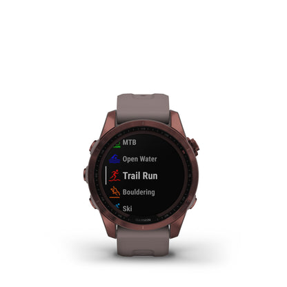 Garmin fenix 7S Sapphire Solar Charging GPS Smartwatch Steel and Fitness Tracker with Incident Detection - Dark Bronze