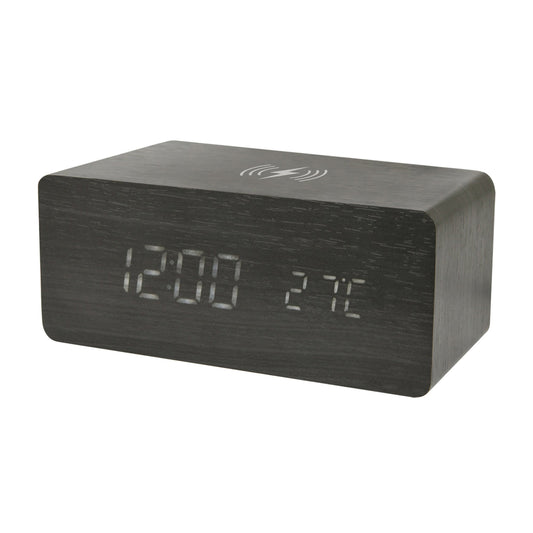 CJ Tech 10-Watt Qi Wireless Charging Alarm Clock - Black