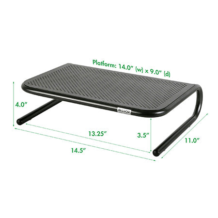 Allsop Metal Art Jr. Monitor Stand with 14-in Wide Platform - Black