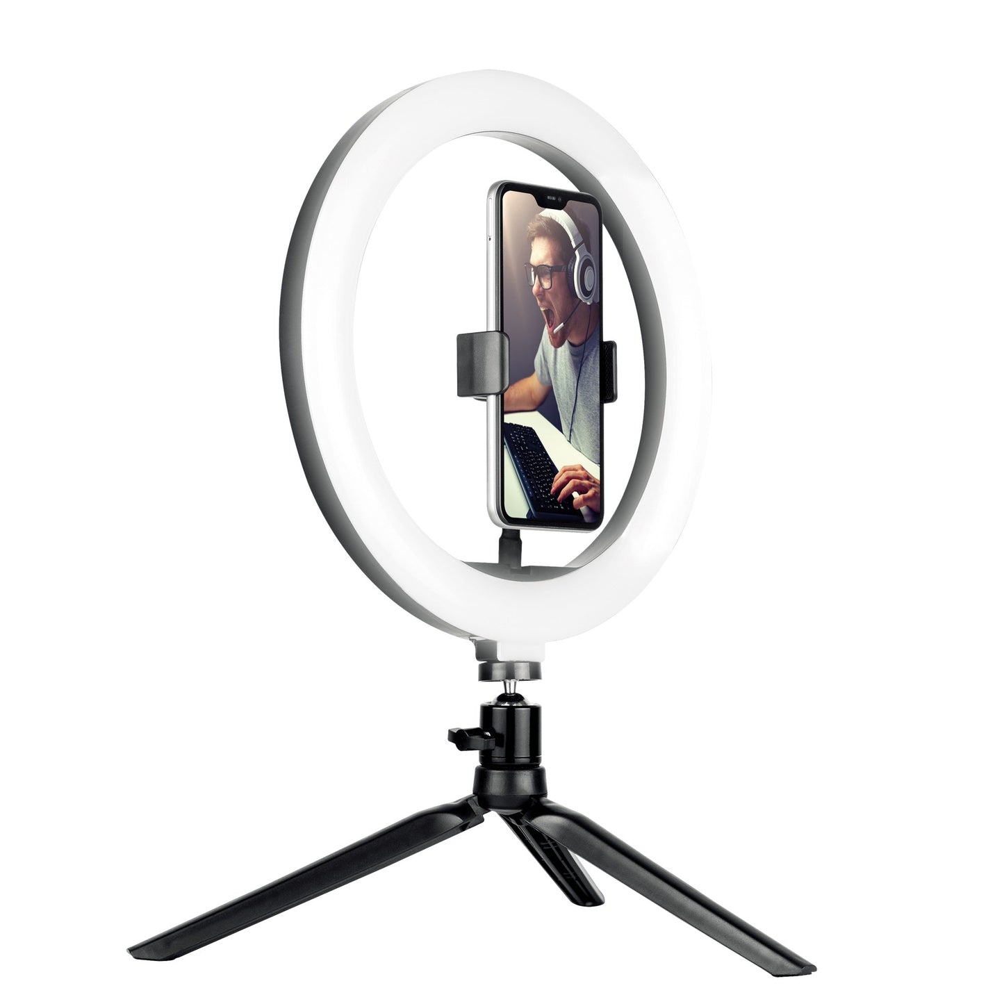 CJ Tech 10-in Selfie Ring Light with Bluetooth Shutter and Tripod - Black