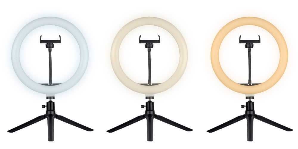 CJ Tech 10-in Selfie Ring Light with Bluetooth Shutter and Tripod - Black