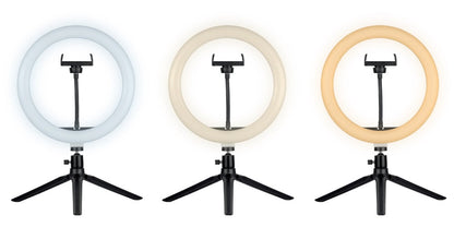 CJ Tech 10-in Selfie Ring Light with Bluetooth Shutter and Tripod - Black