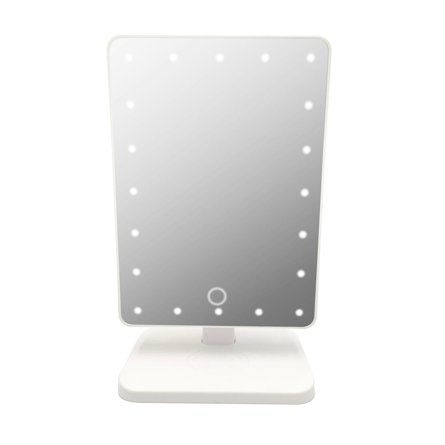 CJ Tech Vanity Mirror with Built-in Wireless Charger & Wireless Speakers - White