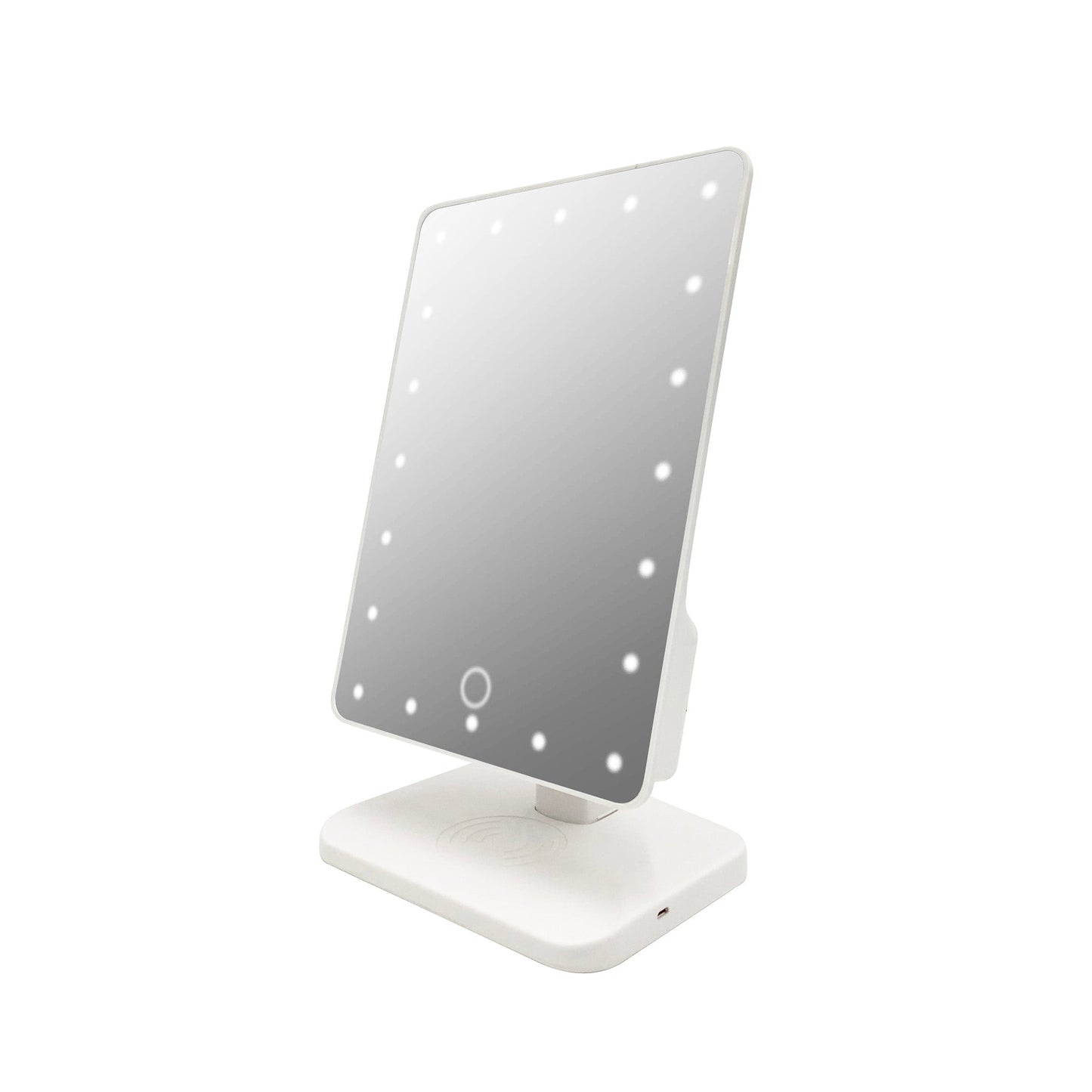 CJ Tech Vanity Mirror with Built-in Wireless Charger & Wireless Speakers - White